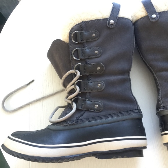 7.5Sorel Joan of arctic boots grey gray lined duck - Picture 5 of 8